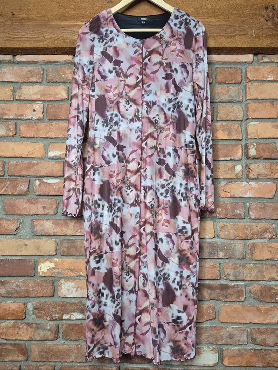 Mexx Dresses & Skirts - MEXX Floral Mesh Midi Dress Long Sleeve Layered Slip Lining Lettuce Hem